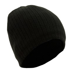 Cable Knit Beanie With Fleece Lining  Black
